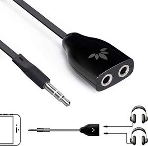 Adapter AV Avantree Avantree TR302 podwójny rozdzielacz słuchawkowy, adapter audio stereo AUX 3,5 mm gniazdo słuchawkowe, kompatybilny z iPhone, iPad, iPod, Samsung, smartfonami, odtwarzaczami MP3, czarny 1