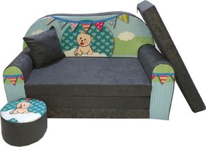 Galeriatrend Sofa kanapa dla dzieci rozkładana Teddy Zielony 1