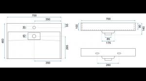Umywalka Rea Umywalka Nablatowa Goya 70cm Rea 2