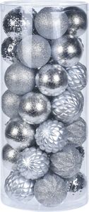 Eglutės žaisliukų komplektas Silver, plastikiniai, 6 cm, 35 vnt. 1