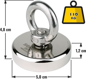 Sensei MAGNES NEODYMOWY 110 KG SENSEI N52 + UCHWYT 6