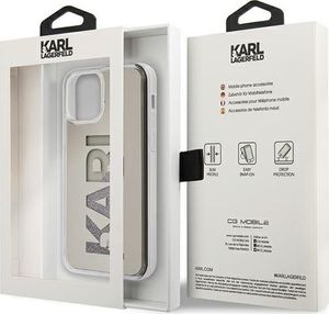 Karl Lagerfeld Etui Karl Lagerfeld Logo Glitter Hardcase do iPhone 12 / 12 Pro srebrne 4