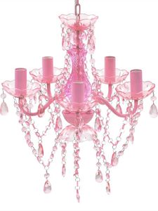 Lampa wisząca Lumes Różowy żyrandol z kryształkami do salonu - E960-Lovet 1