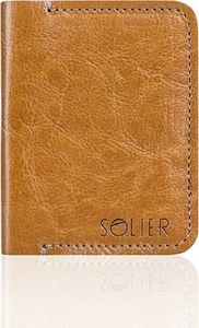 Solier Cienki skórzany portfel męski Solier SW11 jasnobrązowy 2