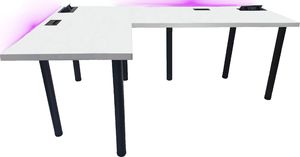 Biurko Daming Model 3 Białe 202 cmx136 cm x 3,6 cm z prostokątnym przepustem na kable 2