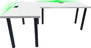 Biurko Daming Model 2 Białe 202 cmx136 cm x 2,8 cm z prostokątnym przepustem na kable 2