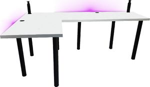 Biurko Daming Model 3 Białe 202 cmx136 cm x 1,8 cm z okrągłym przepustem na kable 2