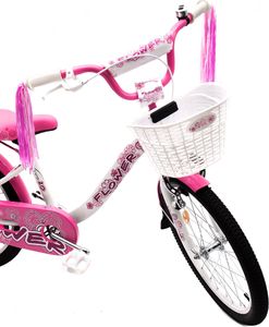 Vivo Rower dziecięcy FLOWER 20" biało-różowy 2