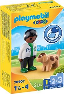 Playmobil 1.2.3. Lekarz weterynarii z psem (70407) 1