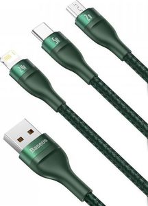 Kabel USB Baseus USB-A - USB-C, microUSB, Lightning 1.2 m Zielony (107700) 3