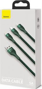 Kabel USB Baseus USB-A - USB-C, microUSB, Lightning 1.2 m Zielony (107700) 5