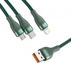 Kabel USB Baseus USB-A - USB-C, microUSB, Lightning 1.2 m Zielony (107700) 8