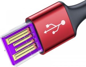 Kabel USB Baseus Kabel USB-C z podświetleniem LED Baseus Halo do Huawei SuperCharge, 5A, 0,5m, 40W (czerwony) 4