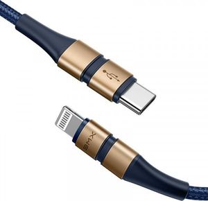 Kabel USB Baseus Kabel USB-C do Lightning Baseus BMX Double-deck, MFi, Power Delivery, 18W, 1,2m (niebiesko-złoty) 5