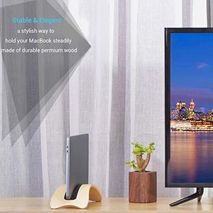 Samdi Pionowy stojak SAMDI do laptopa MacBook, uchwyt na laptopa do ochrony drewna z 3 miękkimi wkładkami silikonowymi do Apple MacBook Air Pro Retina White Birch 2