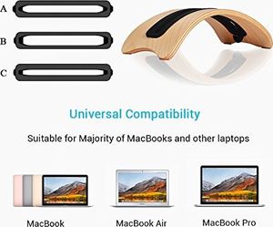 Samdi Pionowy stojak SAMDI do laptopa MacBook, uchwyt na laptopa do ochrony drewna z 3 miękkimi wkładkami silikonowymi do Apple MacBook Air Pro Retina White Birch 3
