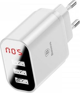 Ładowarka Baseus Ładowarka sieciowa z wyświetlaczem Baseus Mirror Travel 3x USB - biała 2
