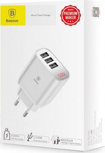 Ładowarka Baseus Ładowarka sieciowa z wyświetlaczem Baseus Mirror Travel 3x USB - biała 6