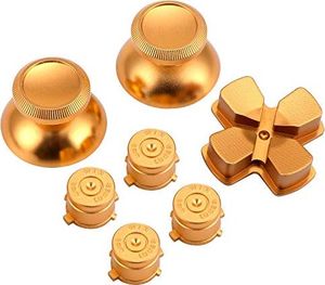 WiMas WiMas Metalowe aluminiowe pałeczki wymienny kontroler uchwyt na kciuk D-pad przycisk Zestaw przycisków kulowych do kontrolera PS4 (złoty) 1