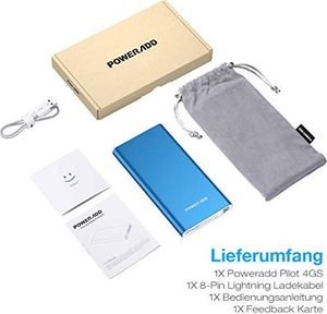 Powerbank POWERADD POWERADD Pilot 4GS 12000 mAh Zewnętrzna ładowarka do telefonu ze złączem Iightning Power bank Specjalnie dla iPhone'a 8, X, XS, 7, 7 Plus, 6, 6 Plus, 6s, 5, 5s, 5c 3