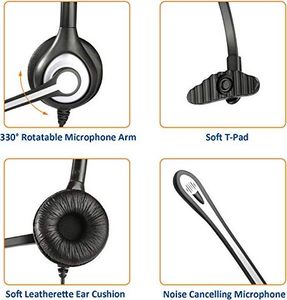 Słuchawki Wantek Zestaw słuchawkowy do telefonu mono z mikrofonem , zestaw słuchawkowy do telefonu stacjonarnego WANTEK do telefonu Gigaset C430 C610 S850 Panasonic Cisco DECT telefony domowe (600J25) 3