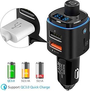 Transmiter FM Nulaxy Automatyczny nadajnik FM, adapter nadajnika FM NULAXY Bluetooth QC3.0 z 7-kolorowym podświetleniem LED, obsługuje Siri Google Assistant USB Drive Karta TF głośnomówiąca 5