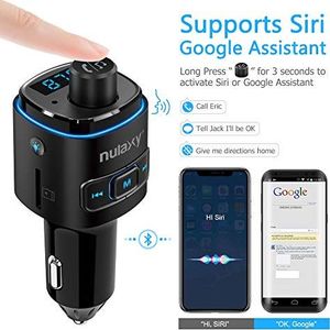 Transmiter FM Nulaxy Automatyczny nadajnik FM, adapter nadajnika FM NULAXY Bluetooth QC3.0 z 7-kolorowym podświetleniem LED, obsługuje Siri Google Assistant USB Drive Karta TF głośnomówiąca 7