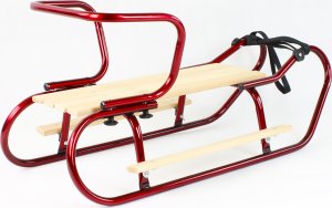 E-sezon Sanki metalowe z oparciem, szelkami i materacykiem bordowe 7