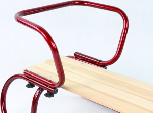 E-sezon Sanki metalowe z oparciem, szelkami i materacykiem bordowe 8