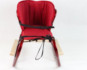 E-sezon Sanki metalowe z oparciem, szelkami i materacykiem bordowe 4