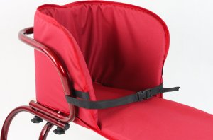 E-sezon Sanki metalowe z oparciem, szelkami i materacykiem bordowe 5