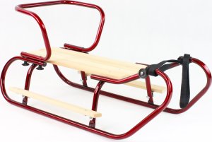 E-sezon Sanki metalowe z oparciem, szelkami i materacykiem bordowe 6