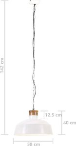 Lampa wisząca vidaXL Industrialna lampa wisząca, 58 cm, biała, E27 8