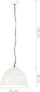 Lampa wisząca vidaXL Industrialna lampa wisząca, 25 W, biała, okrągła, 31 cm, E27 8