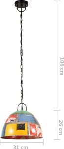 Lampa wisząca vidaXL Industrialna lampa wisząca, 25 W, kolorowa, okrągła, 31 cm, E27 8