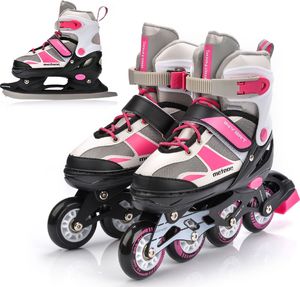 Rolki Meteor Invert 2w1 z wymienną płozą regulowane różowe r. 34-37 2