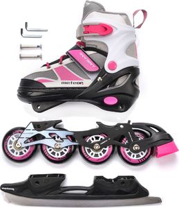 Rolki Meteor Invert 2w1 z wymienną płozą regulowane różowe r. 34-37 6