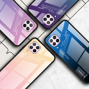 Hurtel Gradient Glass etui pokrowiec nakładka ze szkła hartowanego Huawei P40 Lite / Nova 7i / Nova 6 SE czarno-niebieski 14