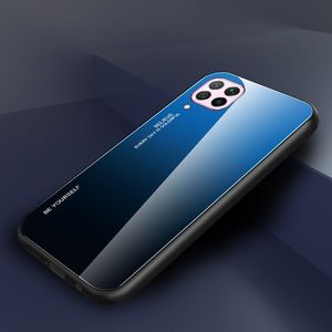 Hurtel Gradient Glass etui pokrowiec nakładka ze szkła hartowanego Huawei P40 Lite / Nova 7i / Nova 6 SE czarno-niebieski 17