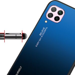 Hurtel Gradient Glass etui pokrowiec nakładka ze szkła hartowanego Huawei P40 Lite / Nova 7i / Nova 6 SE czarno-niebieski 9