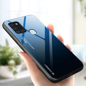 Hurtel Gradient Glass etui pokrowiec nakładka ze szkła hartowanego Samsung Galaxy A21S czarno-niebieski uniwersalny 4