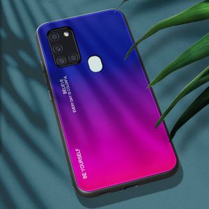 Hurtel Gradient Glass etui pokrowiec nakładka ze szkła hartowanego Samsung Galaxy A21S różowo-fioletowy uniwersalny 2