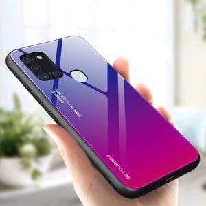 Hurtel Gradient Glass etui pokrowiec nakładka ze szkła hartowanego Samsung Galaxy A21S różowo-fioletowy uniwersalny 3