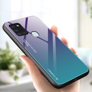 Hurtel Gradient Glass etui pokrowiec nakładka ze szkła hartowanego Samsung Galaxy A21S zielono-fioletowy 3
