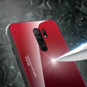 Hurtel Gradient Glass etui pokrowiec nakładka ze szkła hartowanego Xiaomi Redmi 9 czarno-czerwony 2