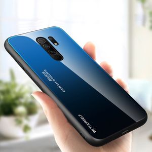 Hurtel Gradient Glass etui pokrowiec nakładka ze szkła hartowanego Xiaomi Redmi 9 czarno-niebieski 3