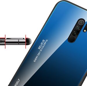 Hurtel Gradient Glass etui pokrowiec nakładka ze szkła hartowanego Xiaomi Redmi 9 czarno-niebieski 5