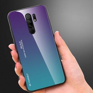 Hurtel Gradient Glass etui pokrowiec nakładka ze szkła hartowanego Xiaomi Redmi 9 różowo-fioletowy 6