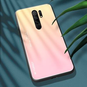 Hurtel Gradient Glass etui pokrowiec nakładka ze szkła hartowanego Xiaomi Redmi 9 różowy 2