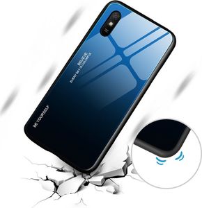 Hurtel Gradient Glass etui pokrowiec nakładka ze szkła hartowanego Xiaomi Redmi 9A czarno-czerwony 6